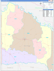 Red River County, TX Wall Map Color Cast Style 2024